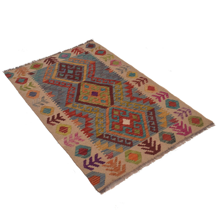 Hand Knotted Afghan Style Kilim 2' 9" x 4' 2" - No. AL34885