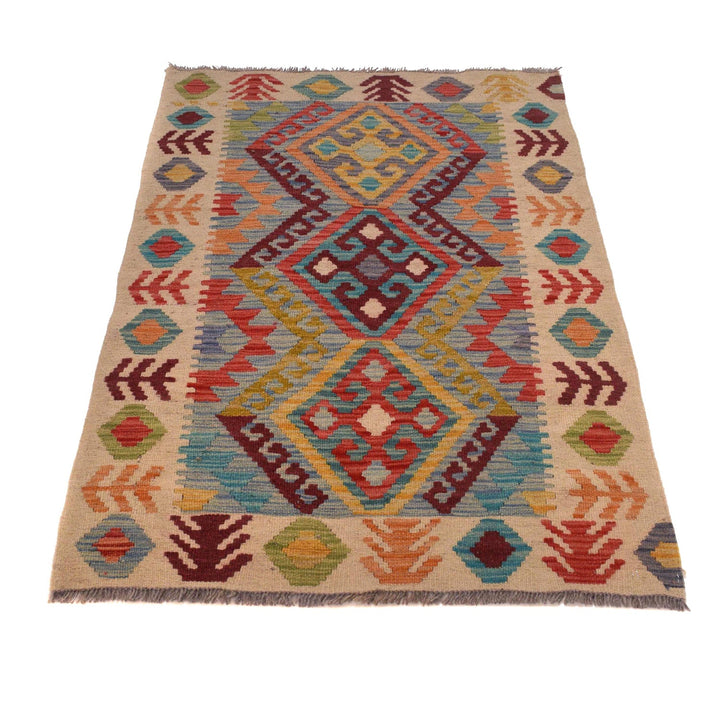 Hand Knotted Afghan Style Kilim 2' 7" x 4' 2" - No. AL70406