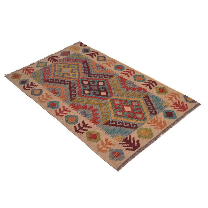 Hand Knotted Afghan Style Kilim 2' 7" x 4' 2" - No. AL70406