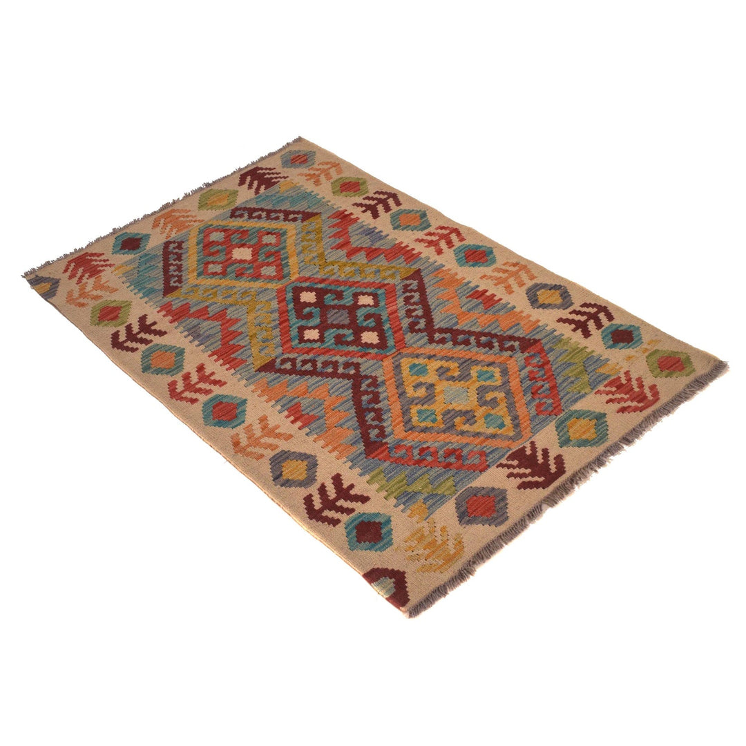 Hand Knotted Afghan Style Kilim 2' 7" x 4' 2" - No. AL70406