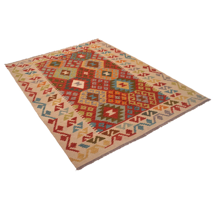 Afghan Kilim Rug 5' 1" x 6' 5" Flat-Weave view