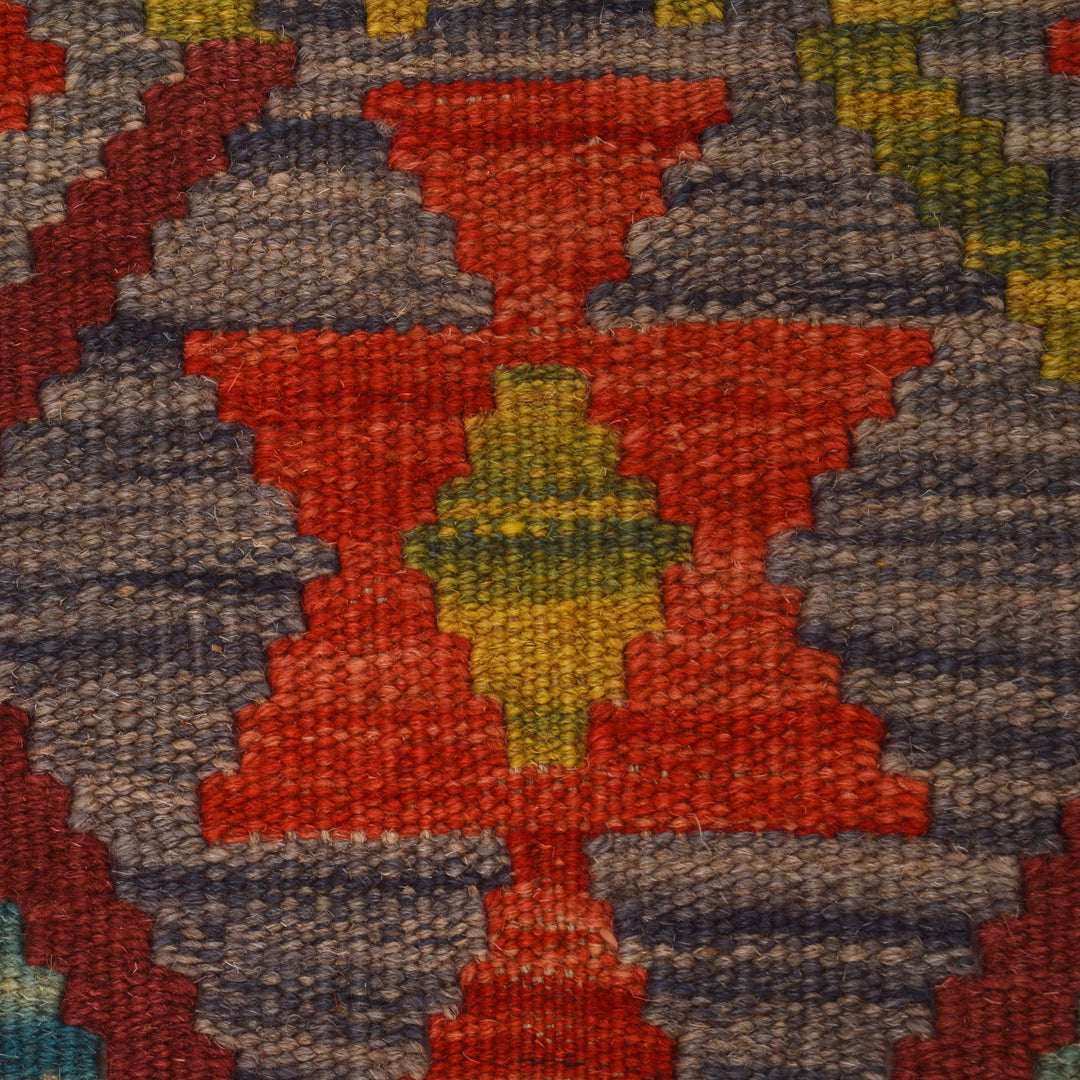 Afghan Kilim Rug 2' 1" x 6' 5" Flat-Weave border