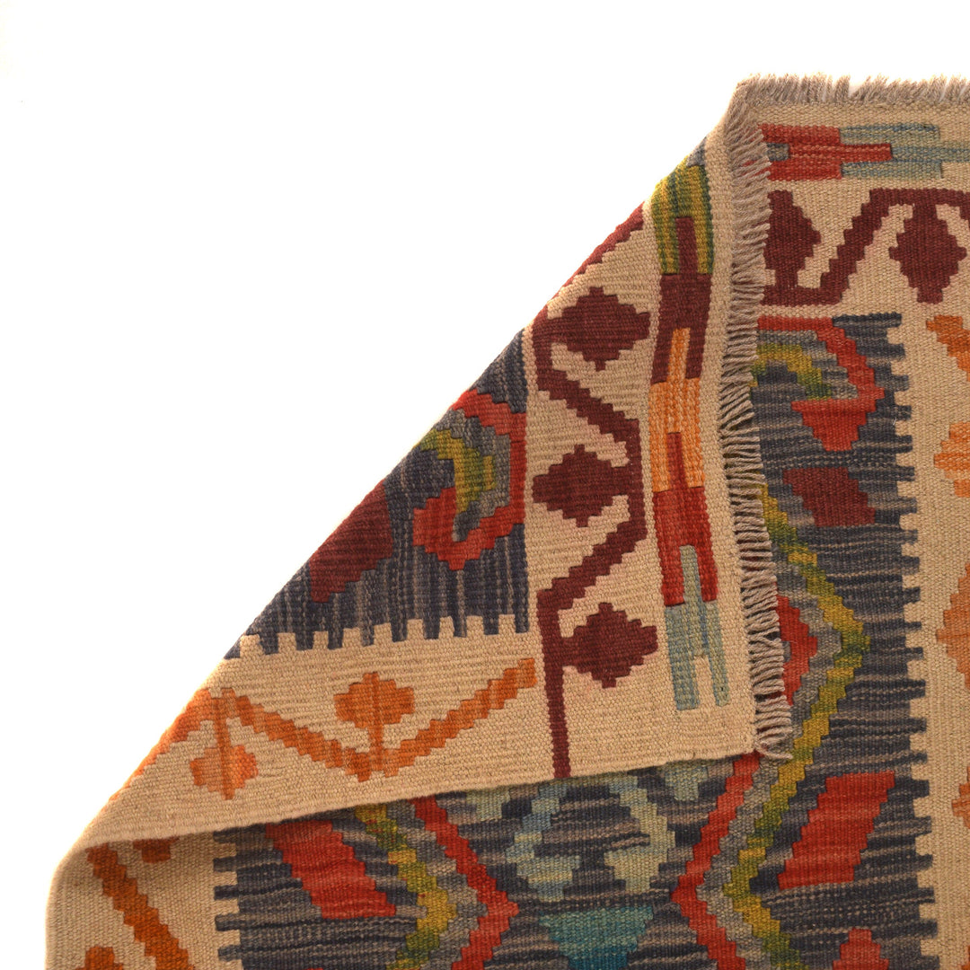 Afghan Kilim Rug 2' 1" x 6' 5" Flat-Weave field