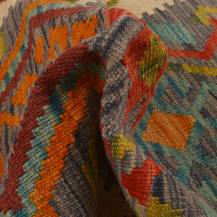 Afghan Kilim Rug 2' 1" x 6' 5" Flat-Weave reverse
