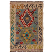 Handmade Vegetable Kelim 1' 11" x 2' 10" - No. AL24704