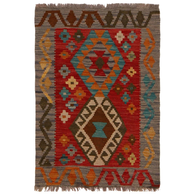 Hand Knotted Afghan Style Kilim 2' 0" x 2' 11" - No. AL55053