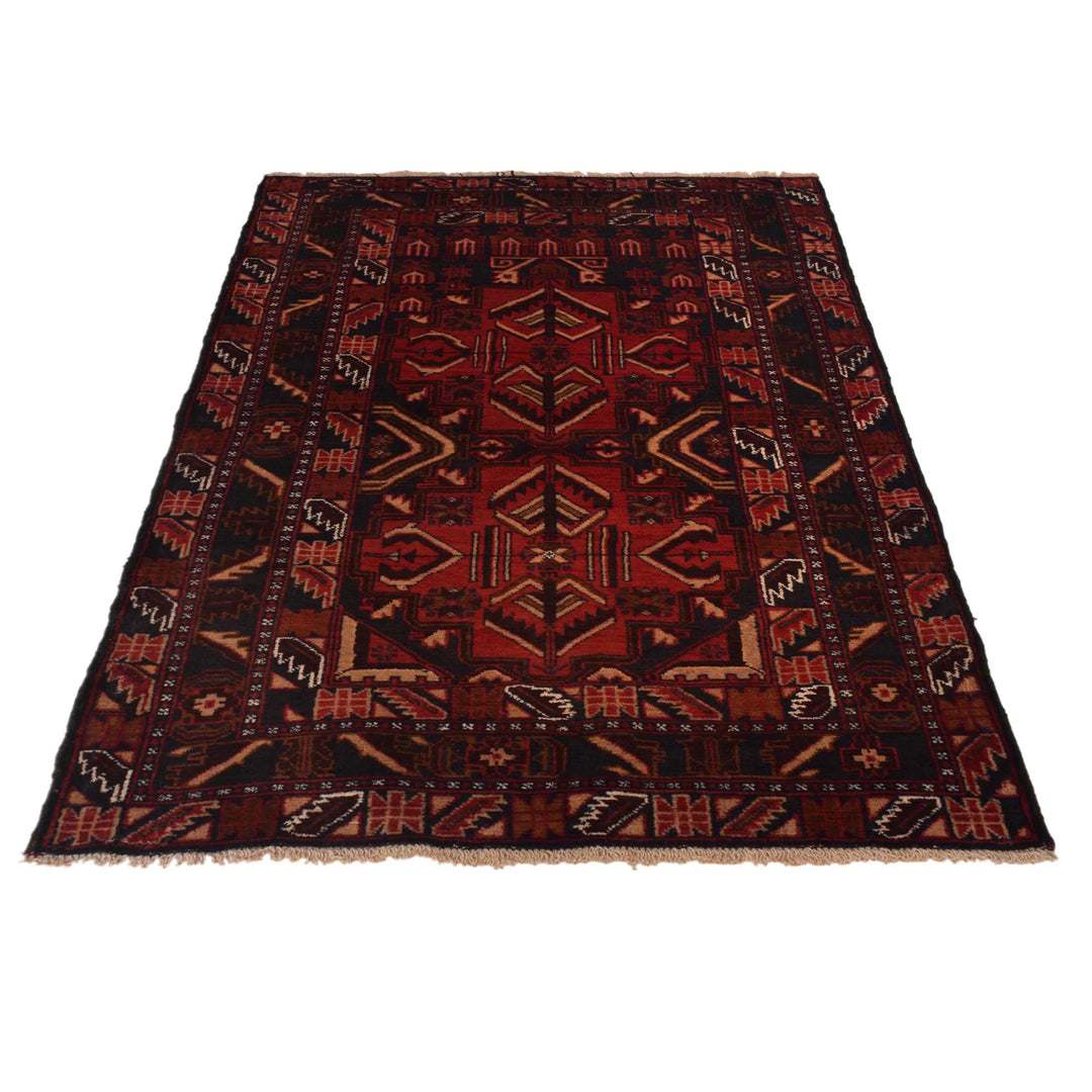 Red Afghan Prayer Rug 3' 1" x 4' 6" Hand-Knotted view