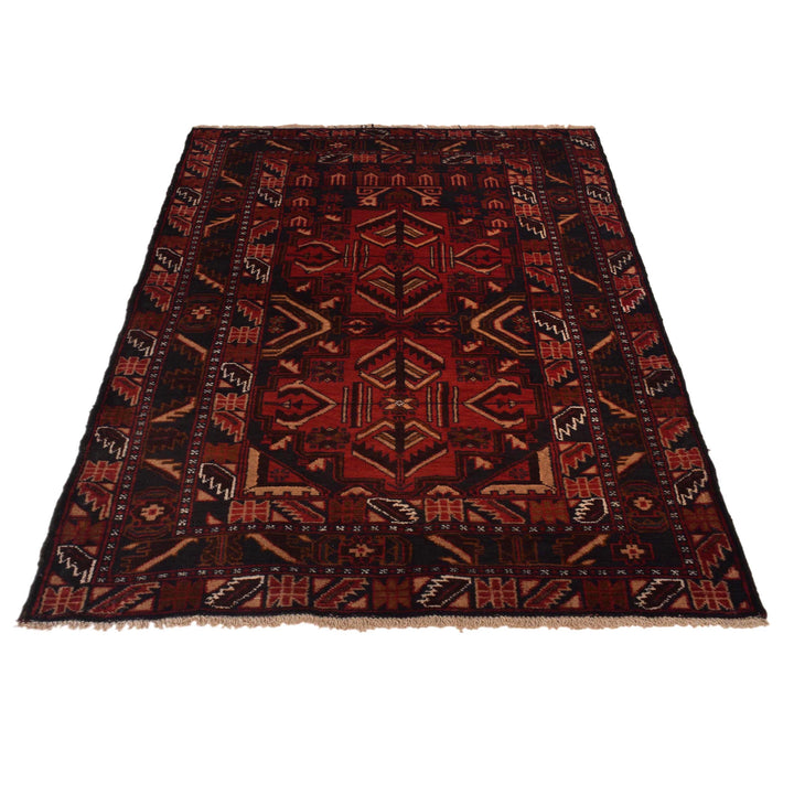 Red Afghan Prayer Rug 3' 1" x 4' 6" Hand-Knotted view