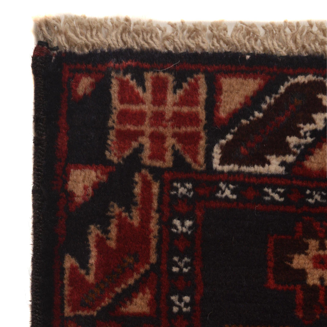 Red Afghan Prayer Rug 3' 1" x 4' 6" Hand-Knotted border
