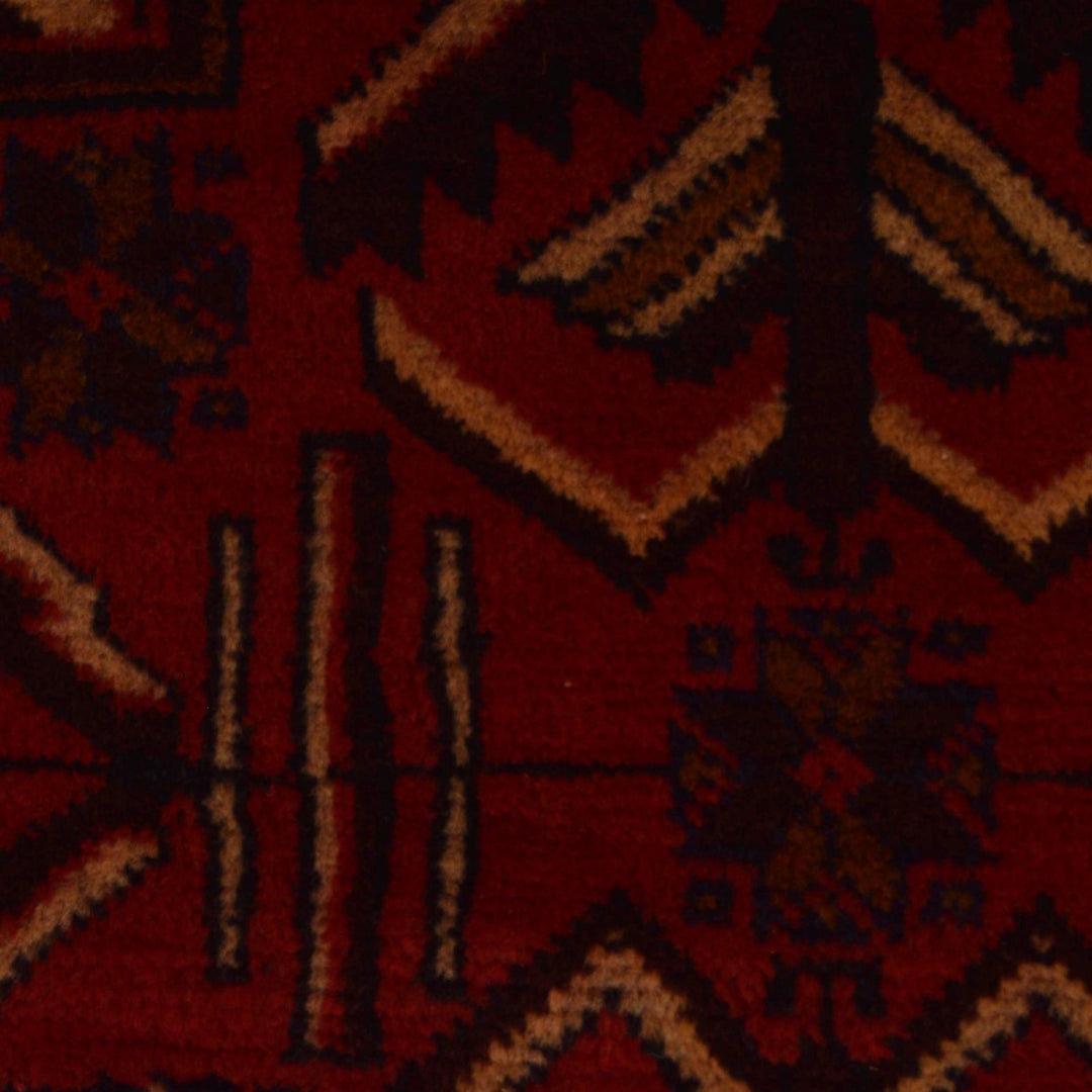 Red Afghan Prayer Rug 3' 1" x 4' 6" Hand-Knotted field