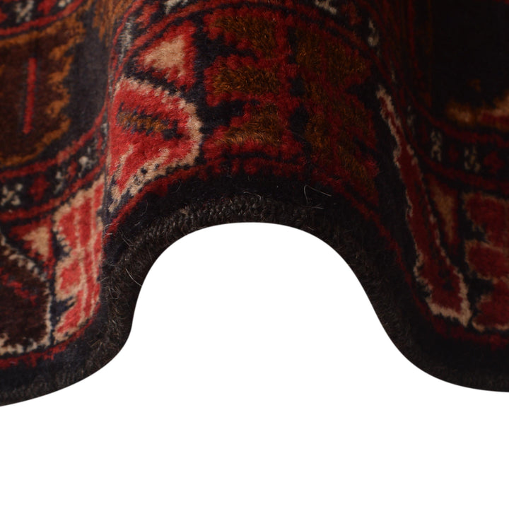 Red Afghan Prayer Rug 3' 1" x 4' 6" Hand-Knotted texture