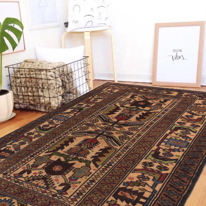 Afghan Baluchi Rug 3' 0" x 5' 2" Hand-Knotted detail