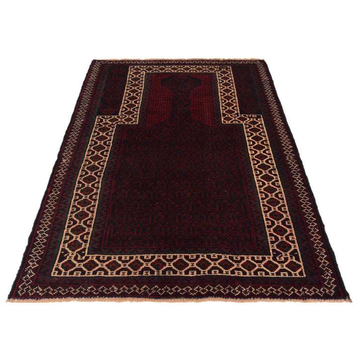 Afghan Prayer Rug 2' 9" x 4' 5" Hand-Knotted view