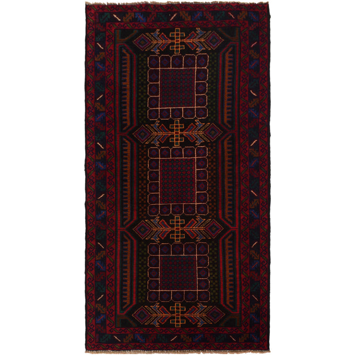 Afghan Baluchi Rug 3' 1" x 6' 1" Hand-Knotted