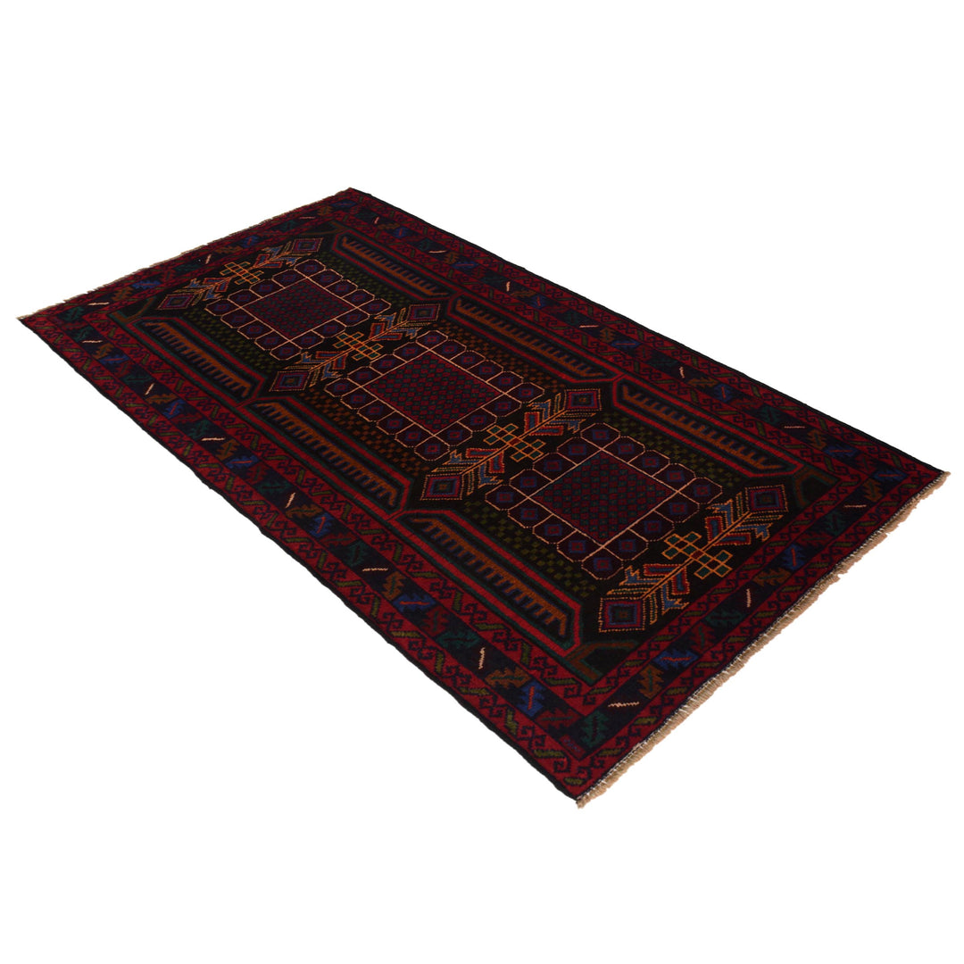 Afghan Baluchi Rug 3' 1" x 6' 1" Hand-Knotted pattern