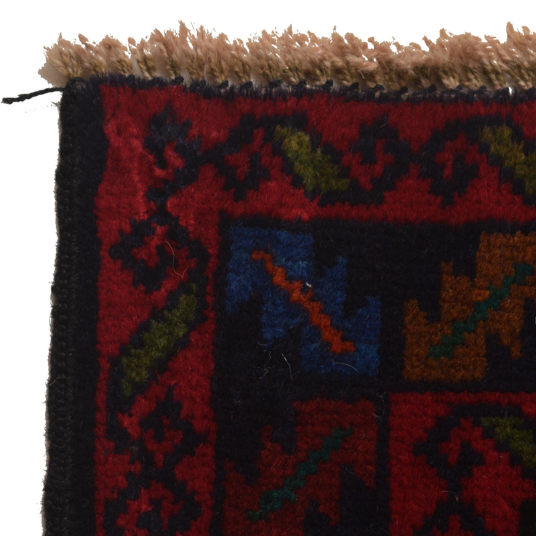 Afghan Baluchi Rug 3' 1" x 6' 1" Hand-Knotted border