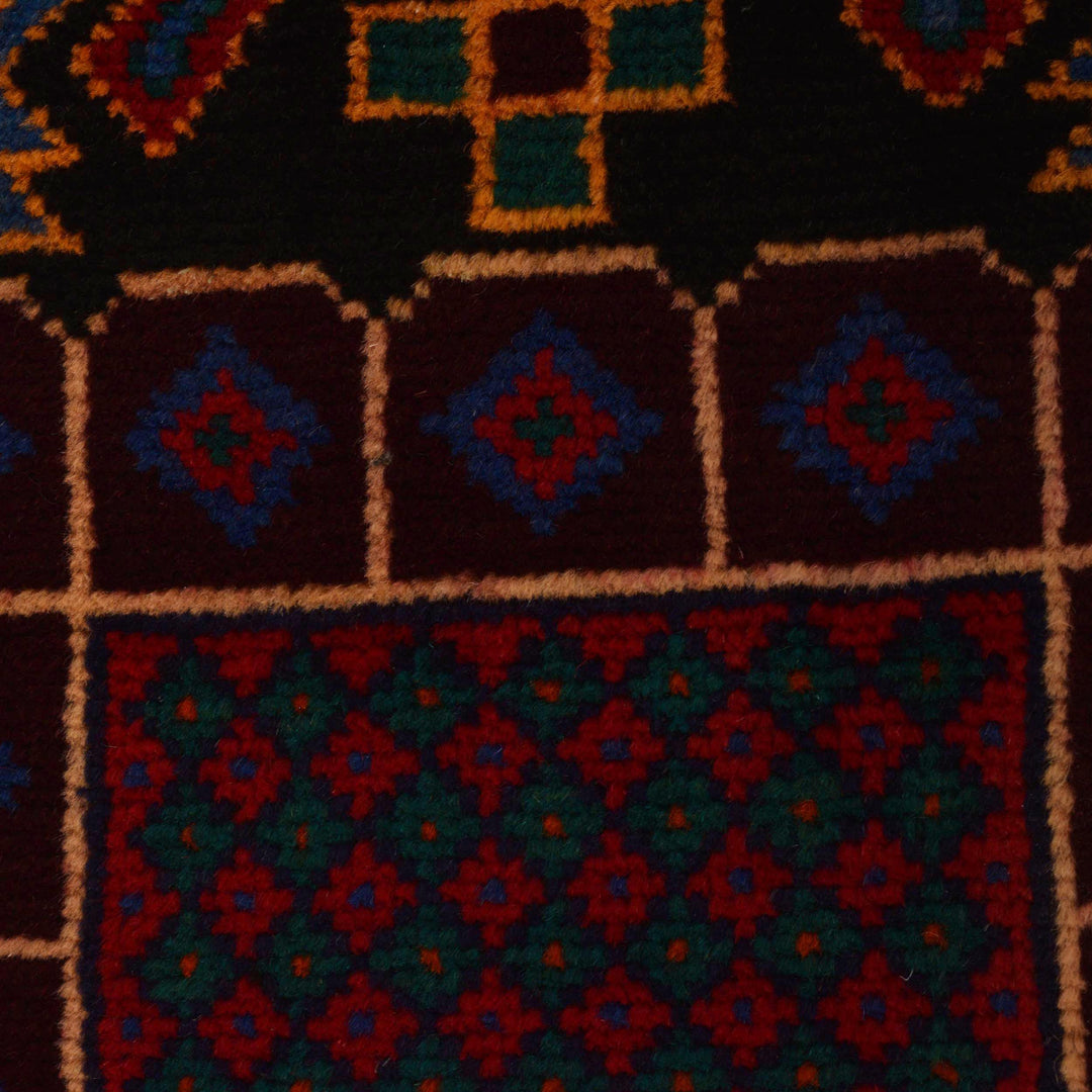 Afghan Baluchi Rug 3' 1" x 6' 1" Hand-Knotted field