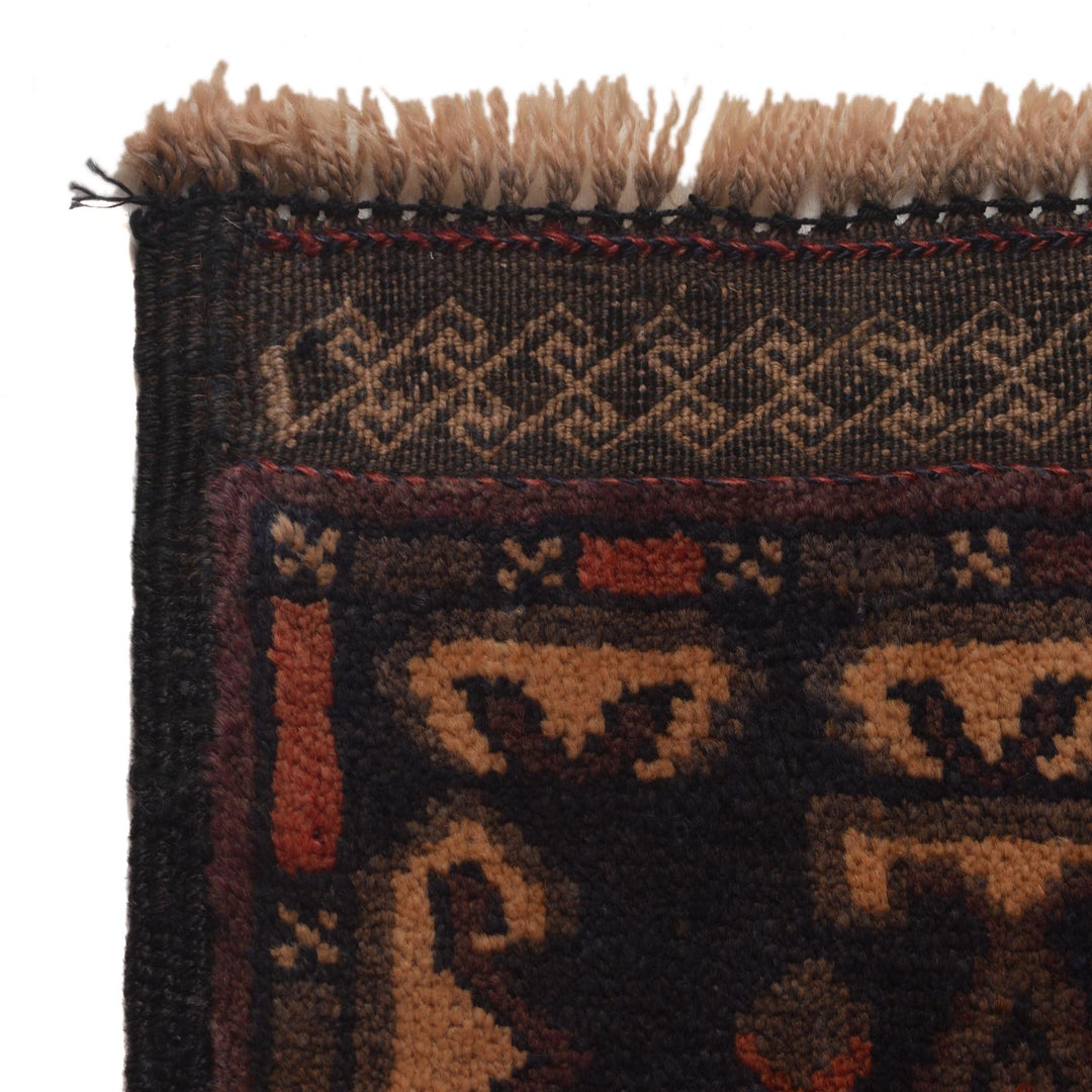 Afghan Baluchi Rug 2' 10" x 4' 4" Hand-Knotted border