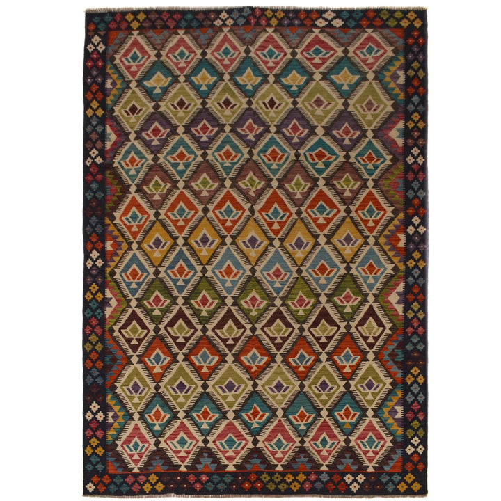 Handmade Afghan Vegetable Kilim 6' 8" x 10' 0" - No. AL64130