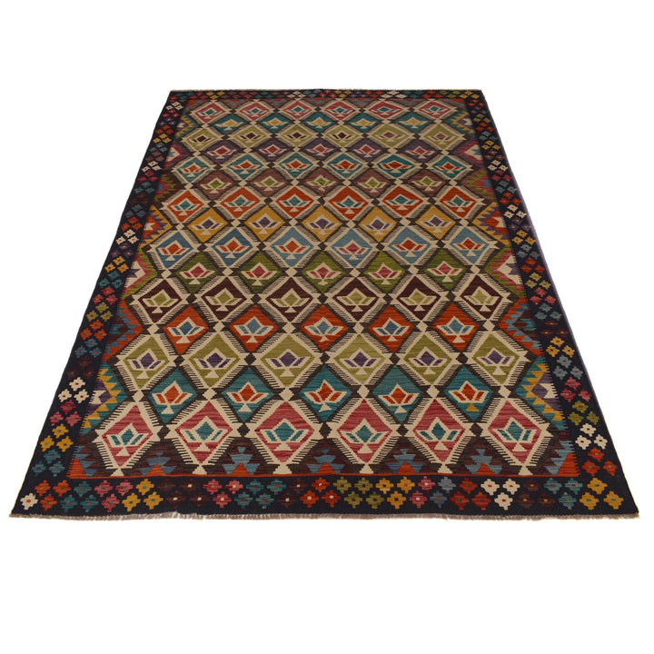 Handmade Afghan Vegetable Kilim 6' 8" x 10' 0" - No. AL64130