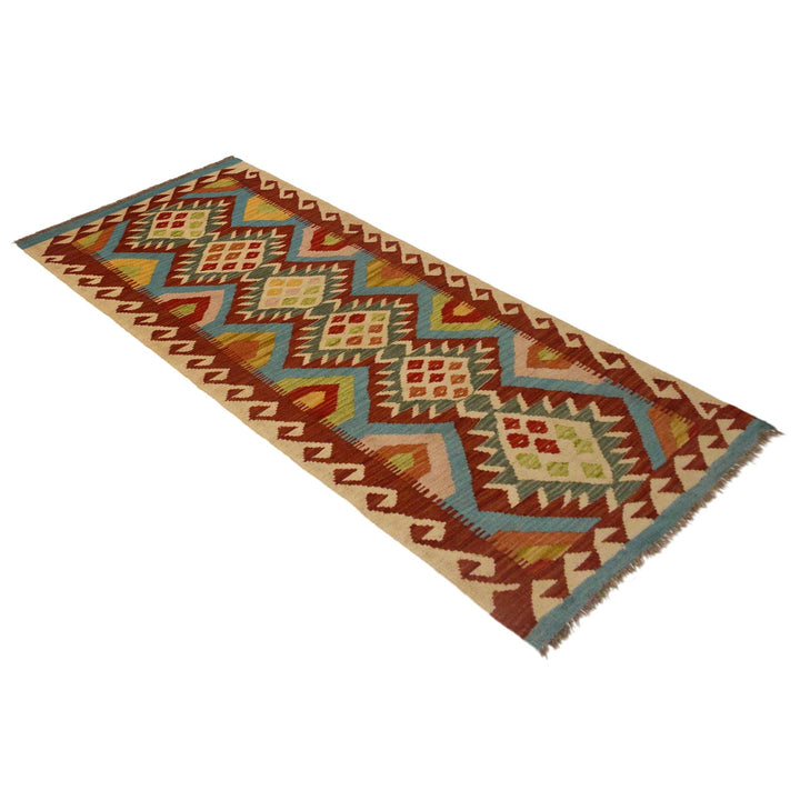 Hand Woven Wool Kelim Runner 2' 1"x 6' 4" - No. AL59603