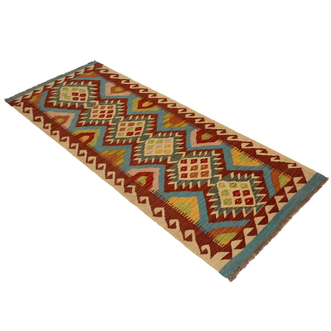 Hand Woven Wool Kelim Runner 2' 1"x 6' 4" - No. AL59603