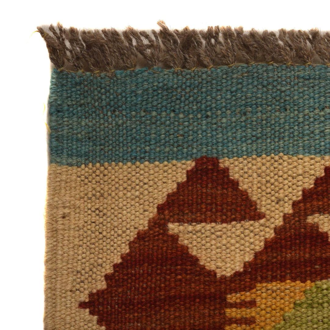 Hand Woven Wool Kelim Runner 2' 1"x 6' 4" - No. AL59603