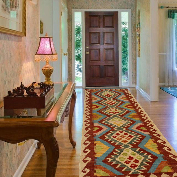 Hand Woven Wool Kelim Runner 2' 1"x 6' 4" - No. AL59603