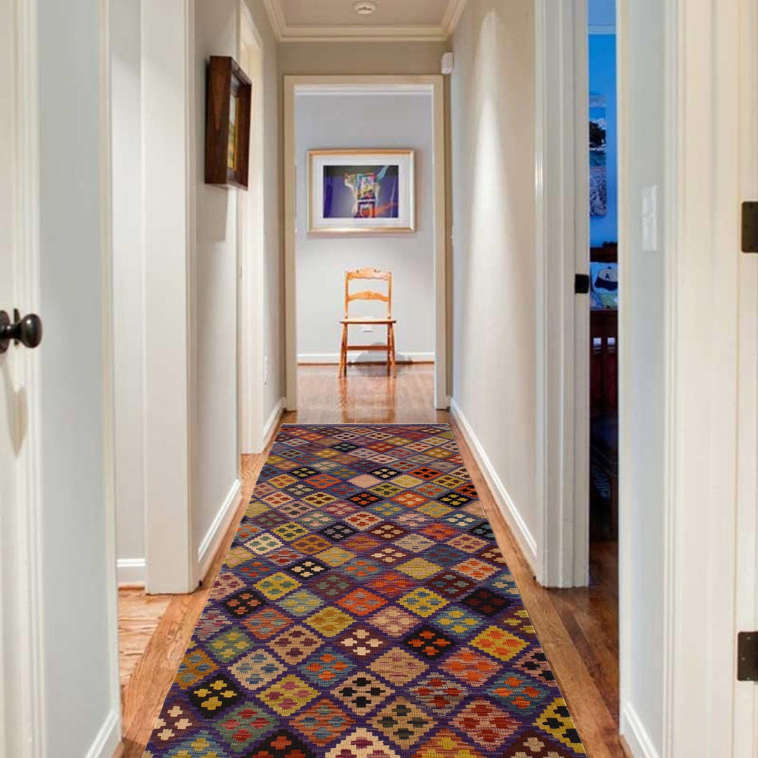 Handmade Vegetable Kelim Runner 2' 10" x 9' 9" - No. AL40389