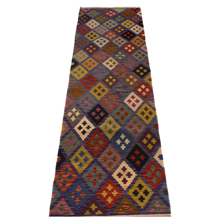 Hand Knotted Afghan Style Kilim Runner 2' 9" x 9' 11" - No. AL88285