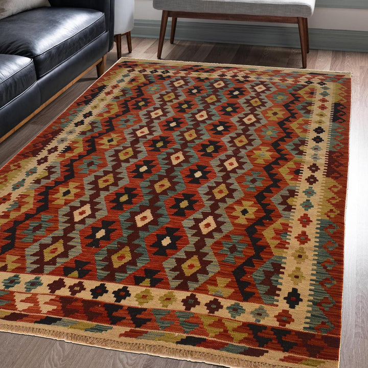 Handmade Afghan Vegetable Kilim 4' 11" x 6' 10" - No. AL41284