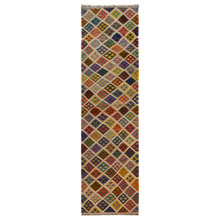 Hand Woven Wool Kelim Runner 2' 5" x 9' 9" - No. AL30364