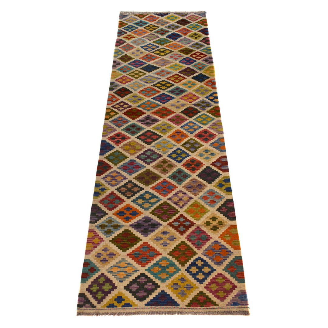 Hand Woven Wool Kelim Runner 2' 5" x 9' 9" - No. AL30364