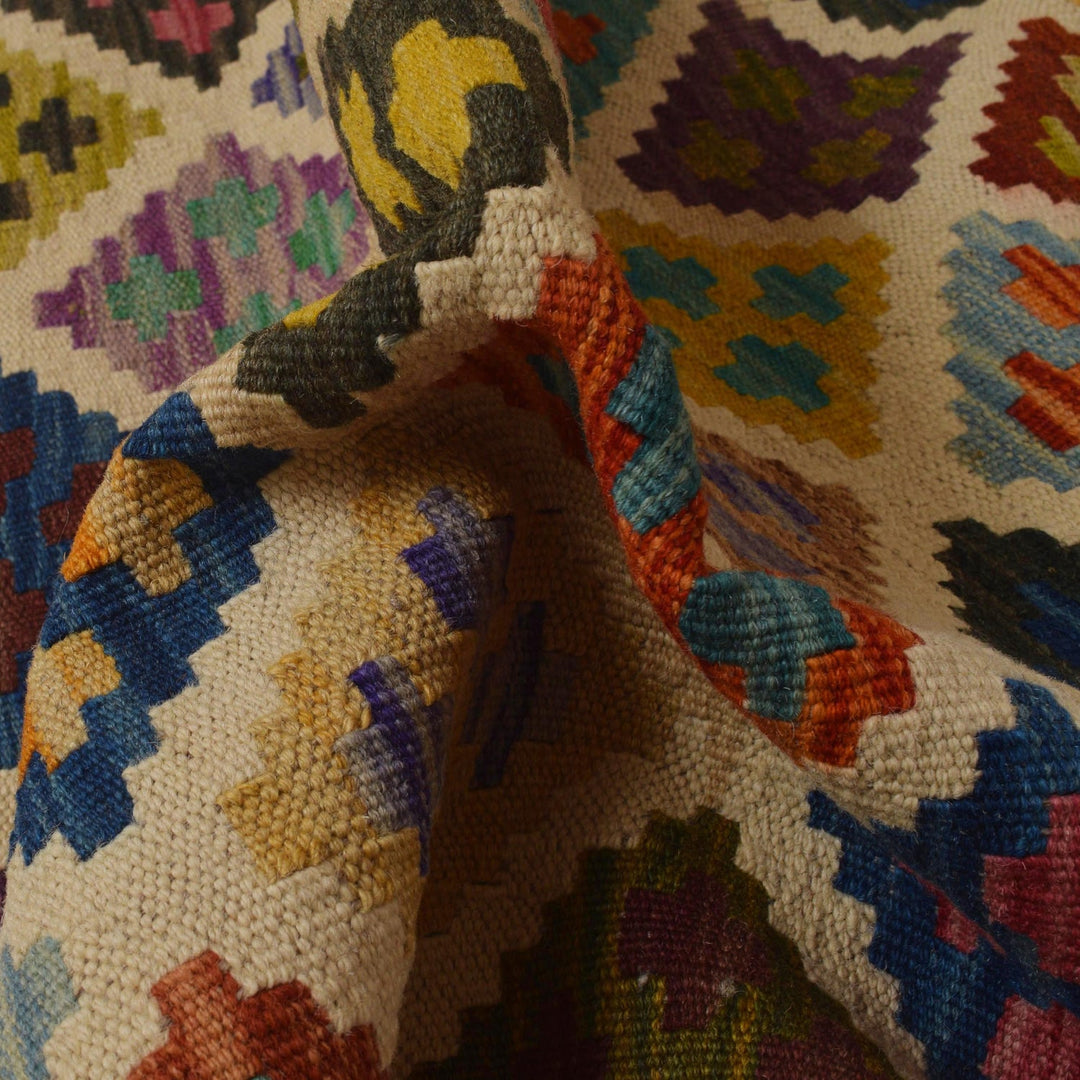 Hand Woven Wool Kelim Runner 2' 5" x 9' 9" - No. AL30364