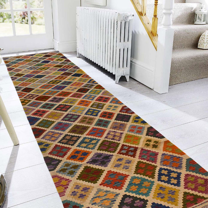 Hand Woven Wool Kelim Runner 2' 5" x 9' 9" - No. AL30364