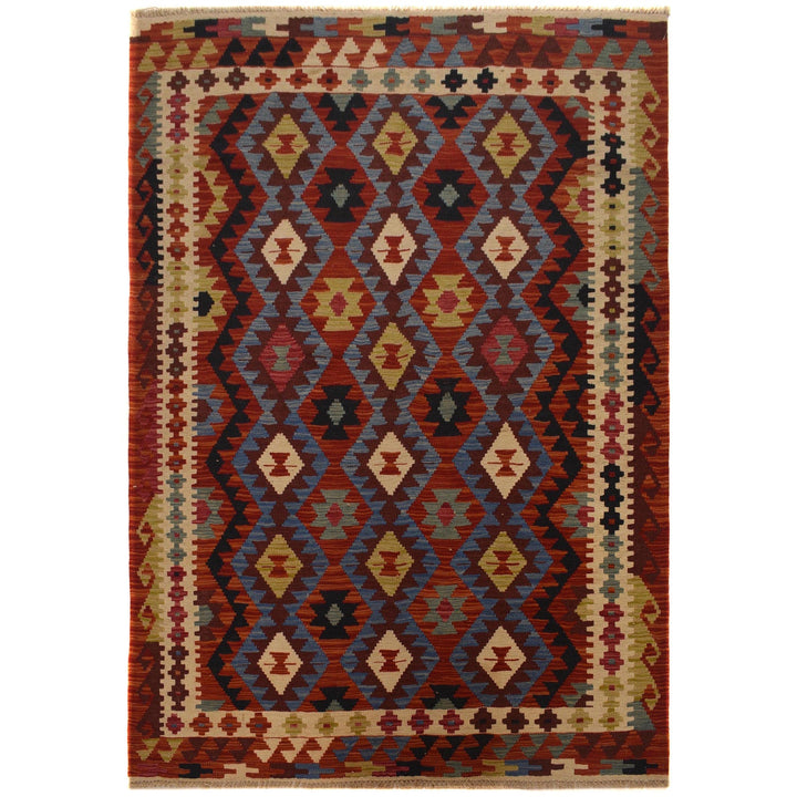 Colorful Flat-Weave Wool Kilim 4' 11" x 7' 5" - No. AL95296