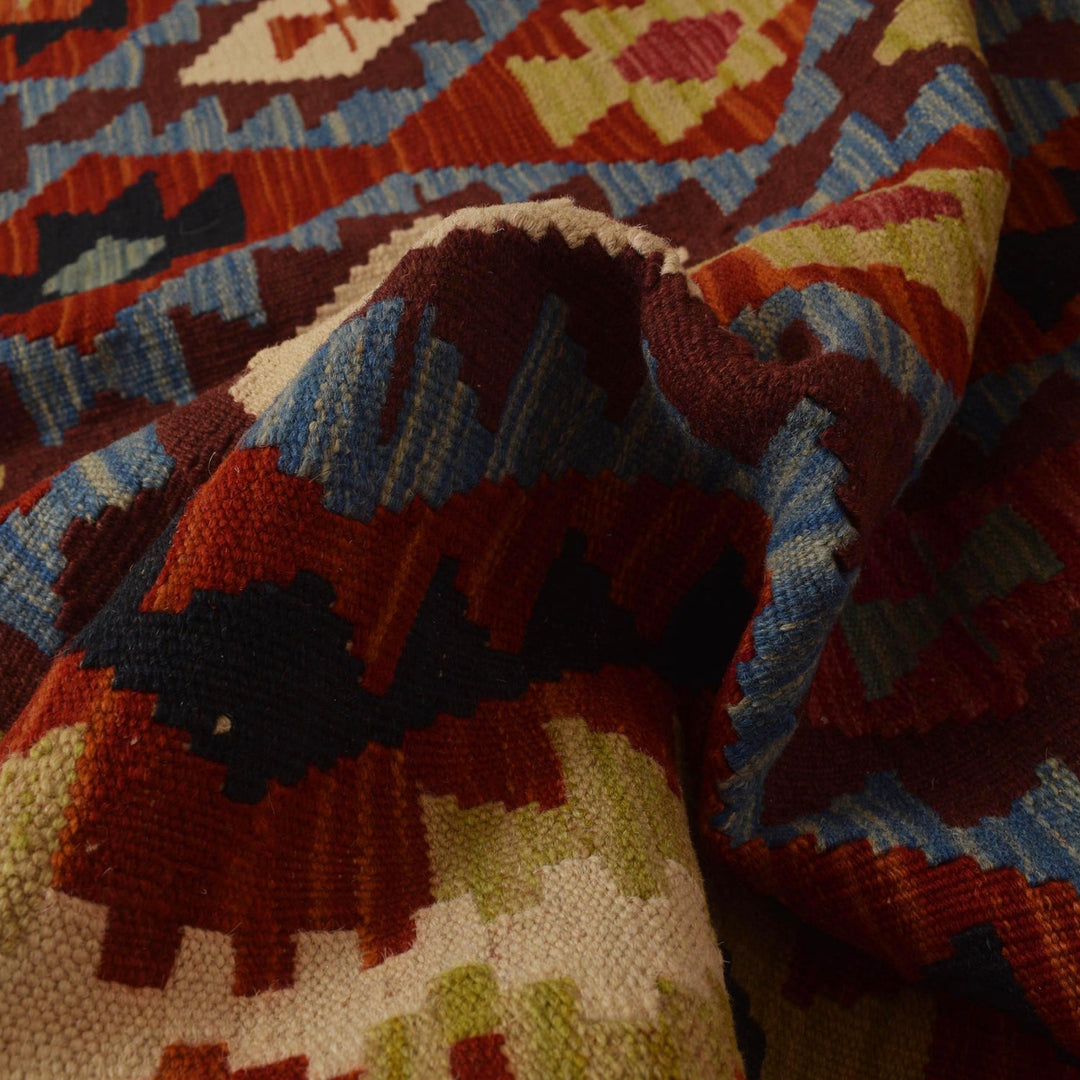 Colorful Flat-Weave Wool Kilim 4' 11" x 7' 5" - No. AL95296