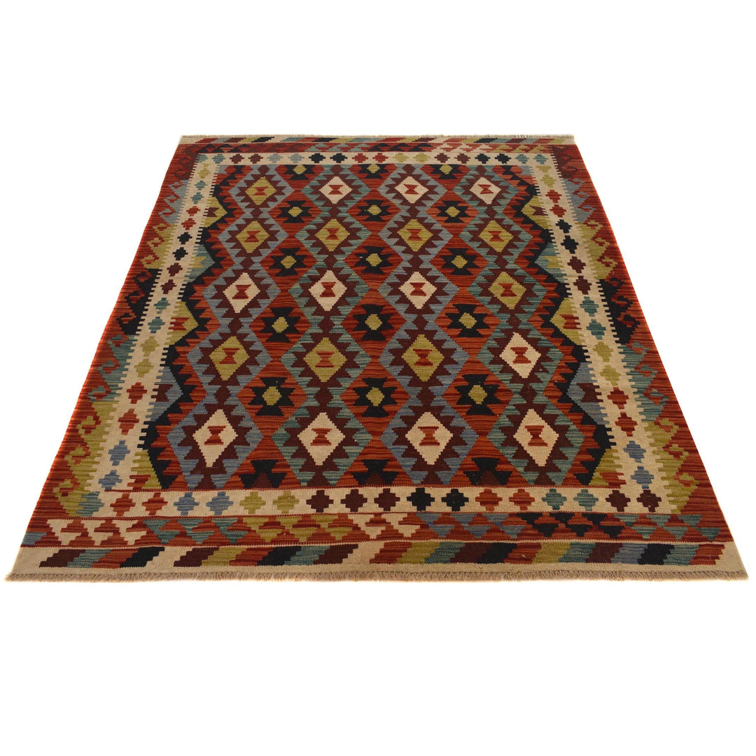 Handmade Vegetable Kilim 5' 1" x 6' 8" - No. AL68009