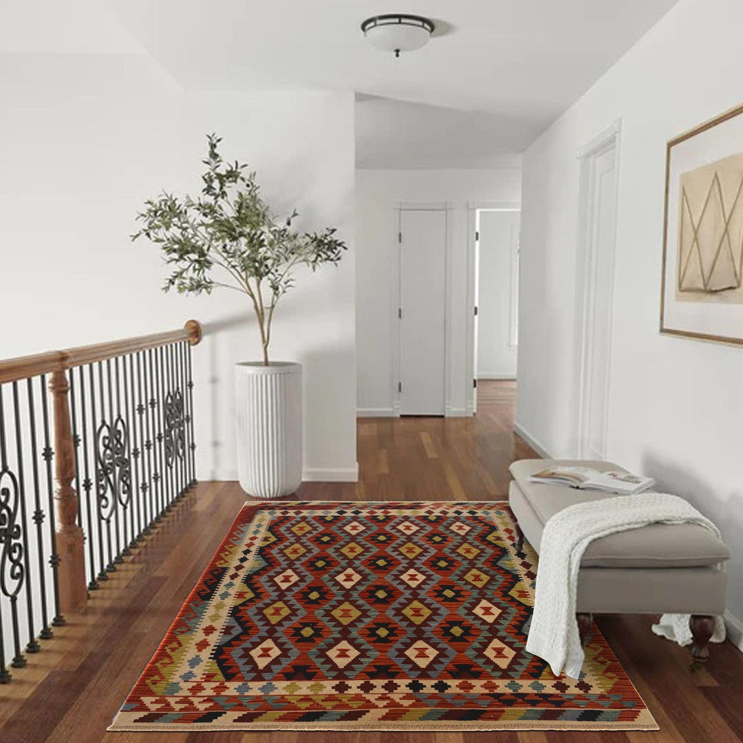 Handmade Vegetable Kilim 5' 1" x 6' 8" - No. AL68009