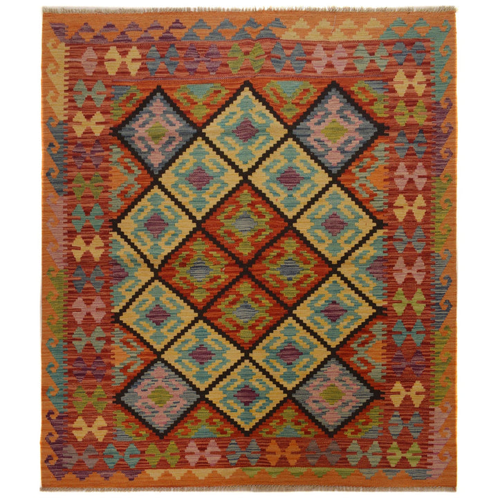 Handmade Vegetable Kelim 5' 1" x 6' 1" - No. AL68024