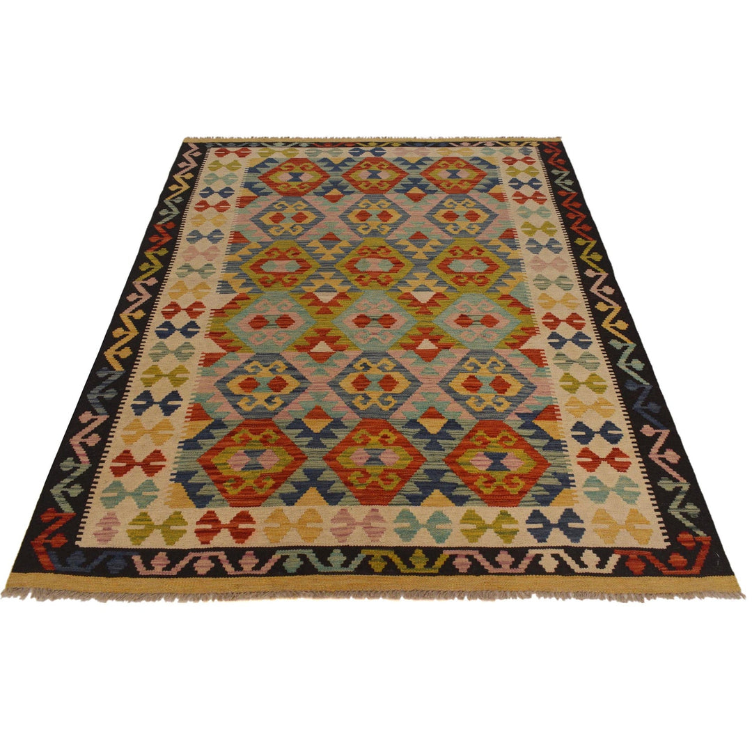 Hand Knotted Afghan Style Kilim 5' 3" x 6' 7" - No. AL47485