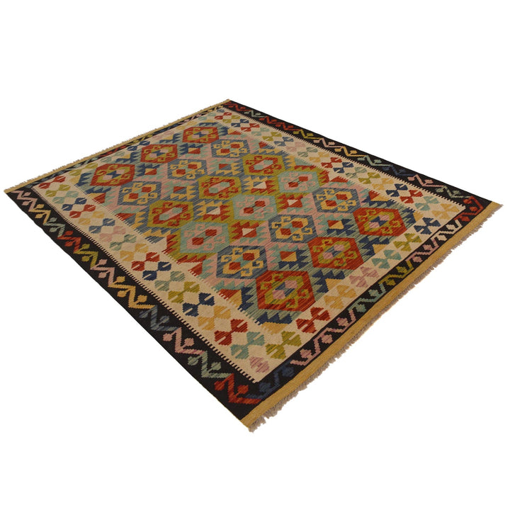 Hand Knotted Afghan Style Kilim 5' 3" x 6' 7" - No. AL47485