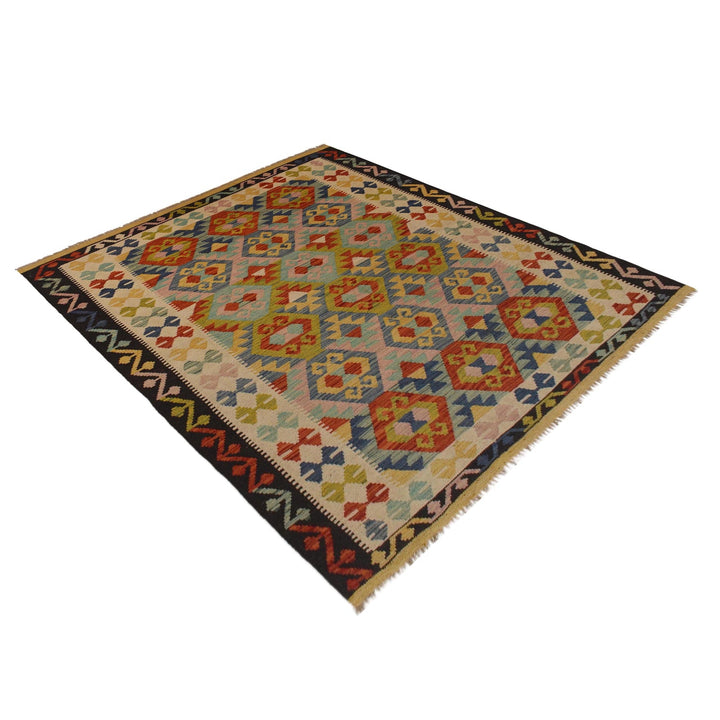 Hand Knotted Afghan Style Kilim 5' 3" x 6' 7" - No. AL47485