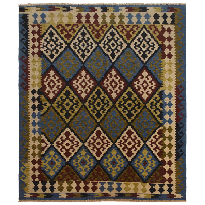 Hand Woven Wool Kelim 5' 2" x 6' 5" - No. AL20438