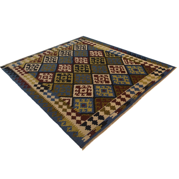 Hand Woven Wool Kelim 5' 2" x 6' 5" - No. AL20438