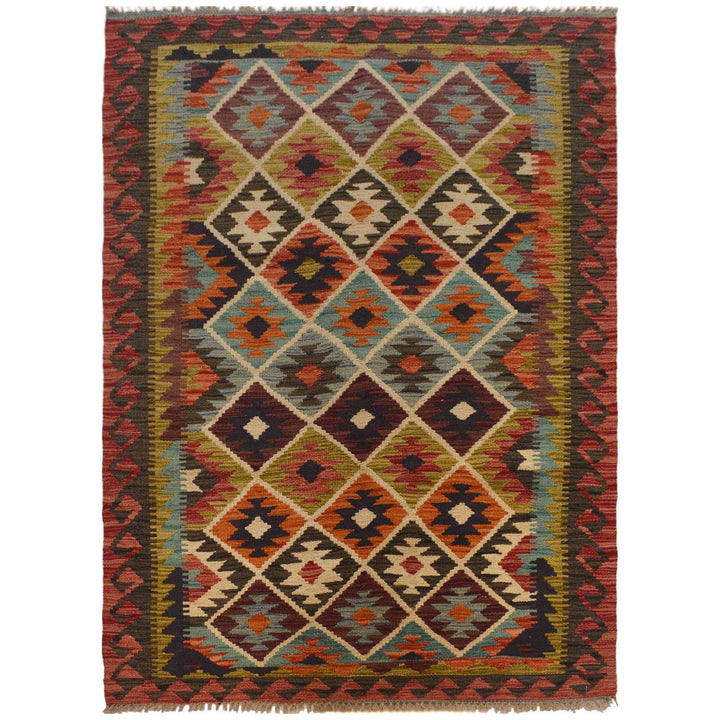 Handmade Afghan Vegetable Kilim 3' 4" x 5' 0" - No. AL81603