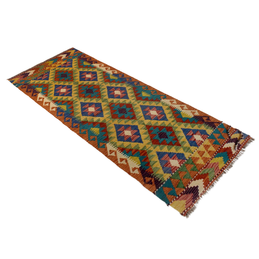 Afghan Chobi Kilim Rug 2' 4"x 6' 8" Flat-Weave close-up