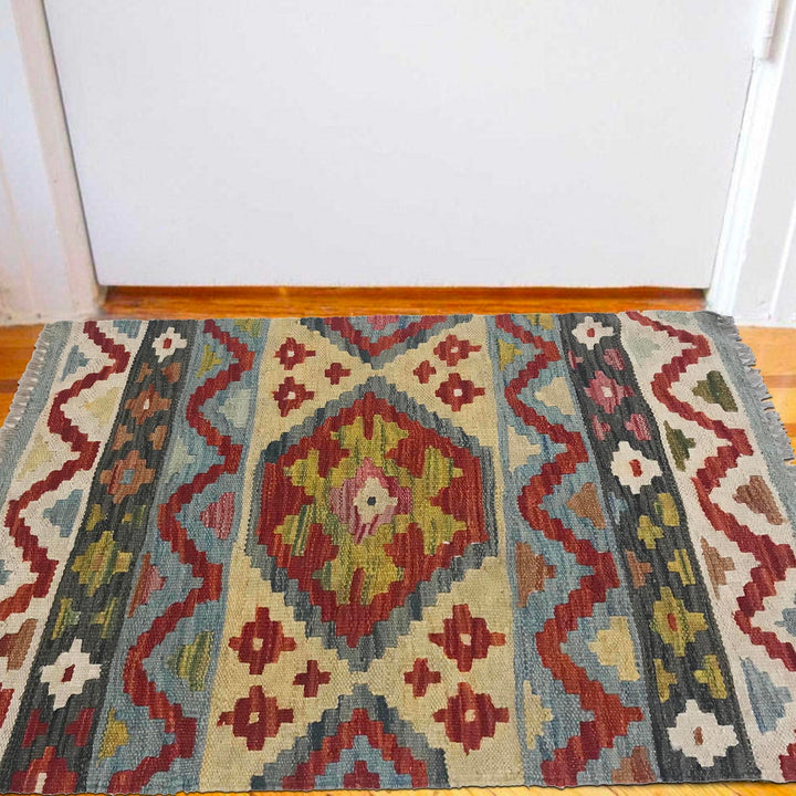 Handmade Afghan Vegetable Kilim 2' 0" x 2' 11" - No. AL38646