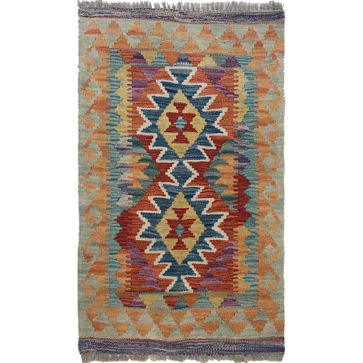 Multi Color ful Flat-Weave Wool Kilim 2' 1" x 3' 1" - No. AL46450
