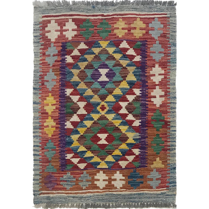 Hand Knotted Afghan Style Kilim 2' 0" x 2' 10" - No. AL23549